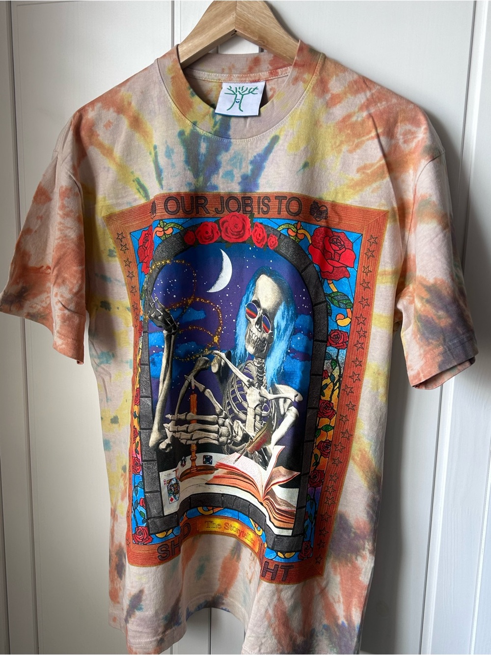 Tie-Dye Skeleton Graphic Short Sleeve Tee - Multi